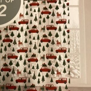 NEW ENVOGUE CHRISTMAS DOG AND RED CAR SHOWER CURTAIN SET 72 X 72